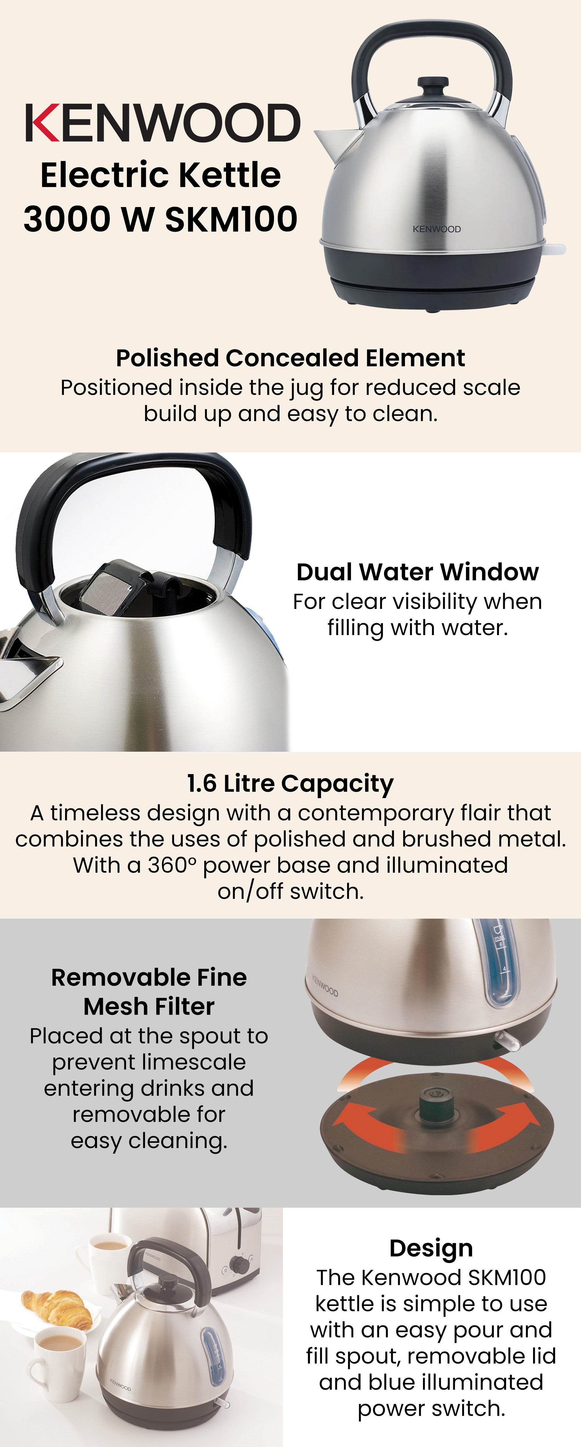 Electric Kettle 1.6 L 3000.0 W SKM100 Silver