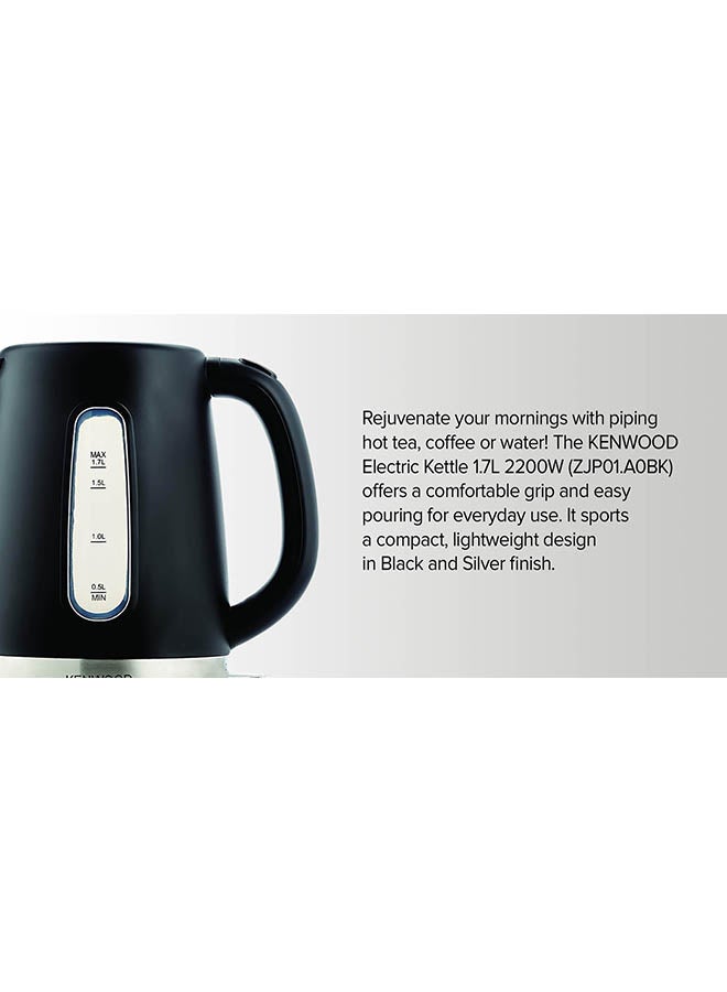 Cordless Electric Kettle With Auto Shut-Off & Removable Mesh Filter 1.7 L 2200 W ZJP01.A0BK Black/Silver