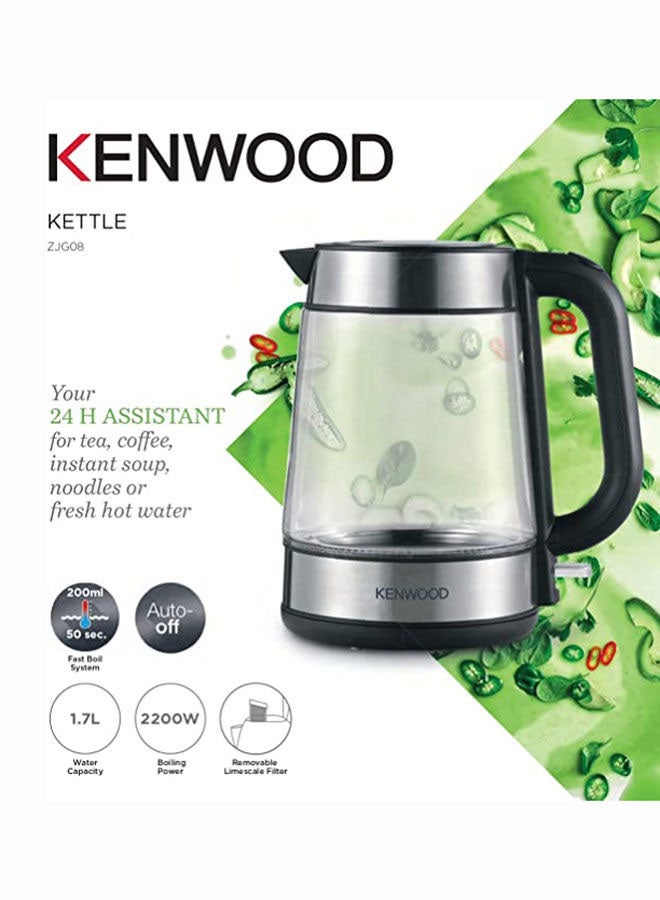 Kettle, Glass, Removable Mesh Filter, 1.7 L 2200 W ZJG08.000CL Glass