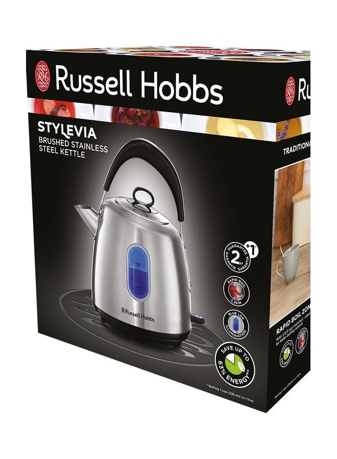 2200W Traditional 1.5L Electric Kettle Brushed Stainless Steel, Pull-Off Lid, Perfect Pour Spout, 360-Degree Rotational Base 1.5 L 2200 W 28130 Silver