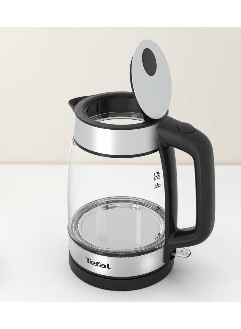 Kettle |  Glass Electric Kettle | Concealed Heating Element | Cordless 360° Design | Removable Anti-Scale Filter | Precision Spout | Easy-Viewing Water Level | Assisted Lid Opening | 2 Years Warranty 1.7 L 2200 W KI700827 Clear