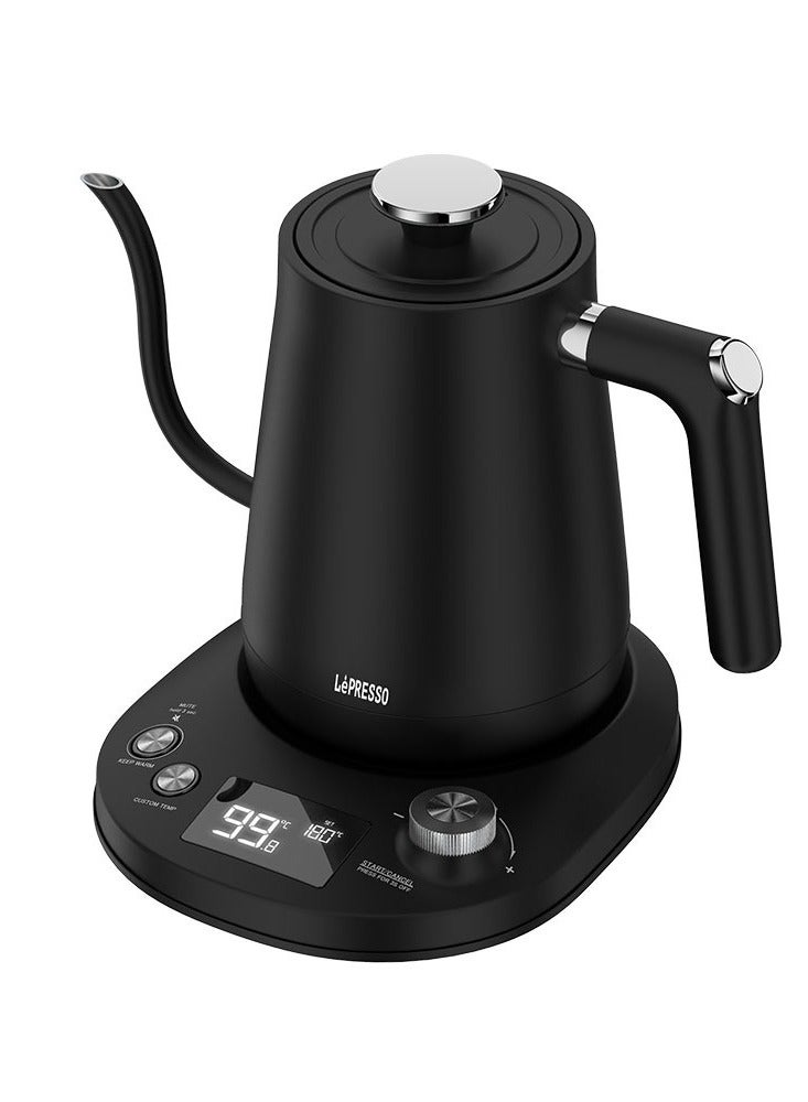 Pour-Over Electric Temperature Controlled Kettle 800mL / Digital Display / Celsius and Fahrenheit / Long Narrow Spout / Built-In Safeguards / Premium Quality / User-Friendly Interface / Keep-Warm Mode- Black