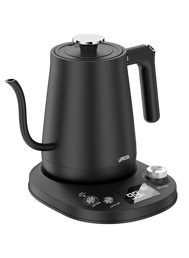 Pour-Over Electric Temperature Controlled Kettle 800mL / Digital Display / Celsius and Fahrenheit / Long Narrow Spout / Built-In Safeguards / Premium Quality / User-Friendly Interface / Keep-Warm Mode- Black