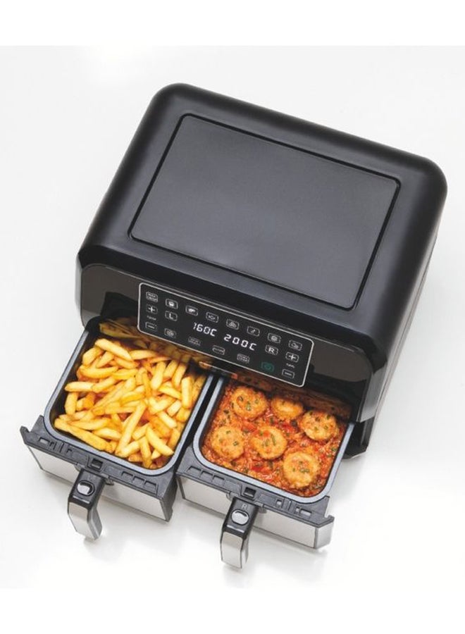 Digital Twin Air Fryer Xxxl 4L+4L 1.7Kg+1.7Kg With Dualzone Technology & Dual Fryin G  220V Supply Voltage And 50Hz 8 L 1700 W HFM75.000MB Black/Silver