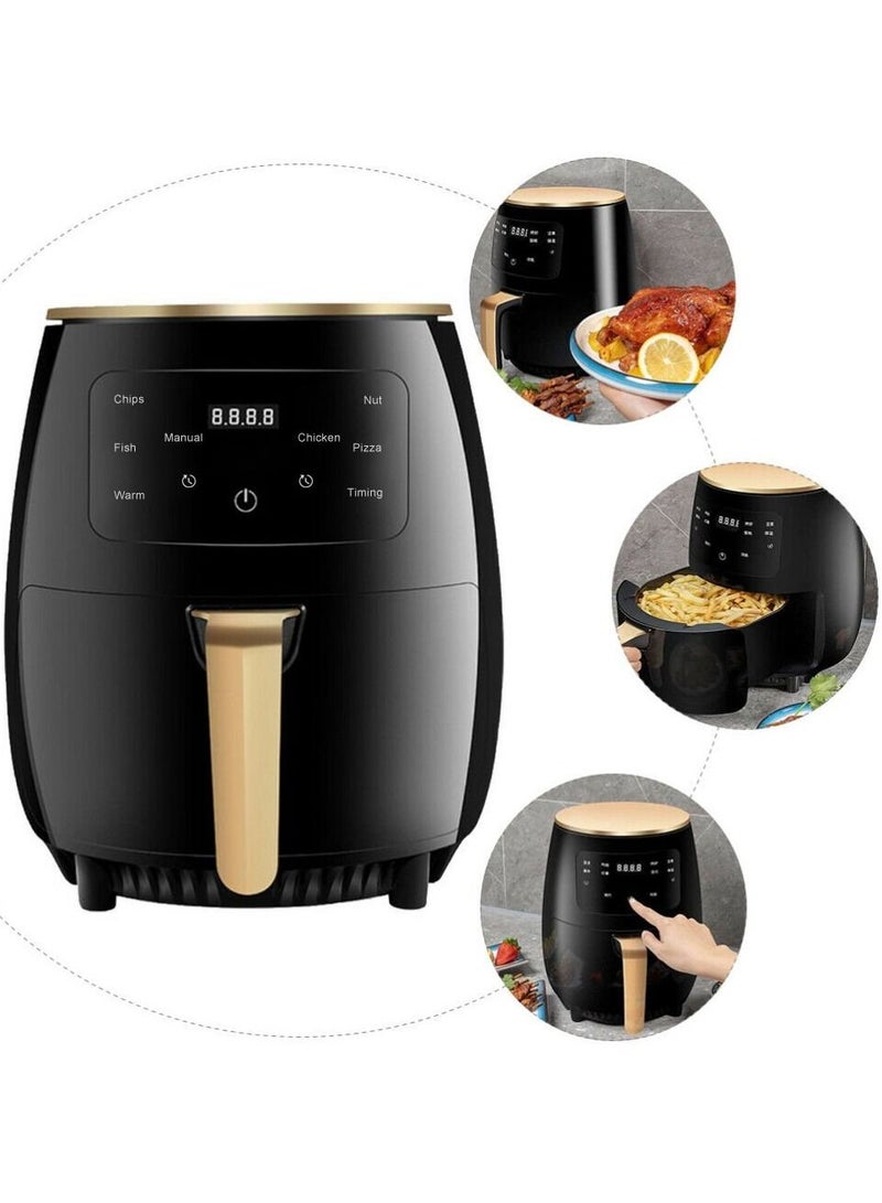 Kitchen Digital 6L Air Fryer With Flat Basket,LED Touch Screen Air Fryer,Non-Stick Dishwasher-Safe Basket