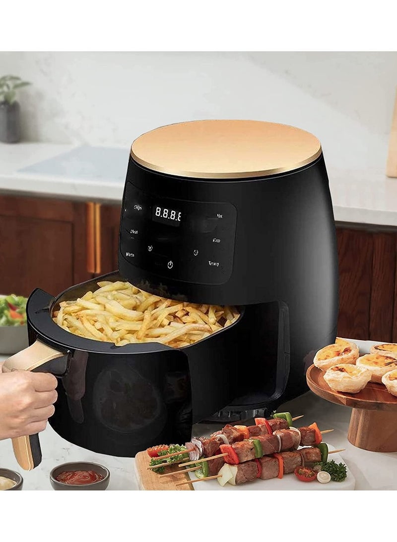 Kitchen Digital 6L Air Fryer With Flat Basket,LED Touch Screen Air Fryer,Non-Stick Dishwasher-Safe Basket