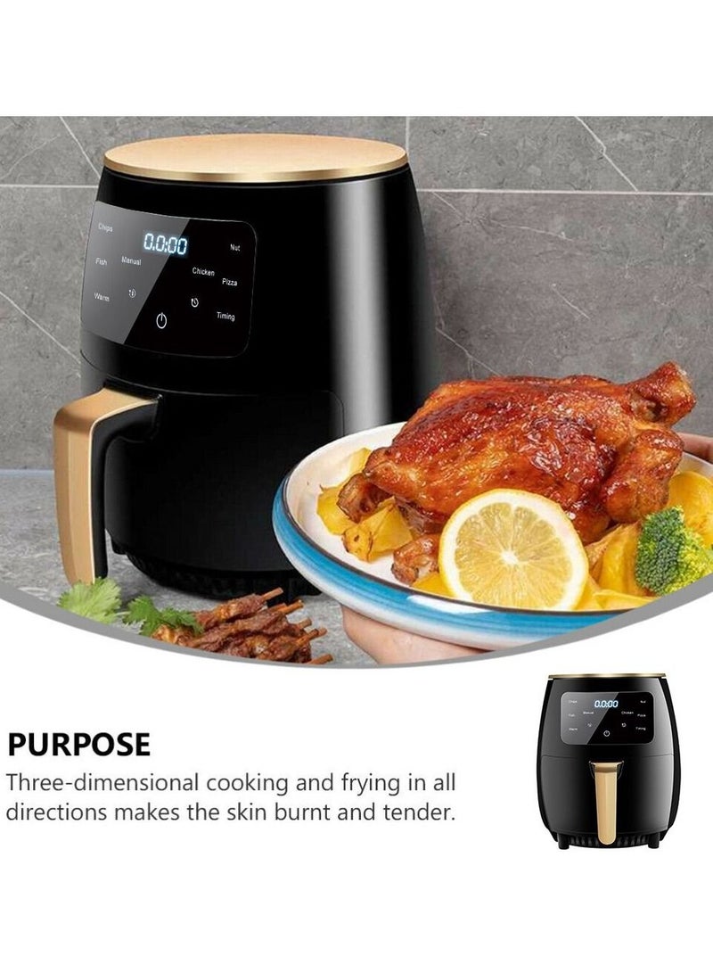 Kitchen Digital 6L Air Fryer With Flat Basket,LED Touch Screen Air Fryer,Non-Stick Dishwasher-Safe Basket