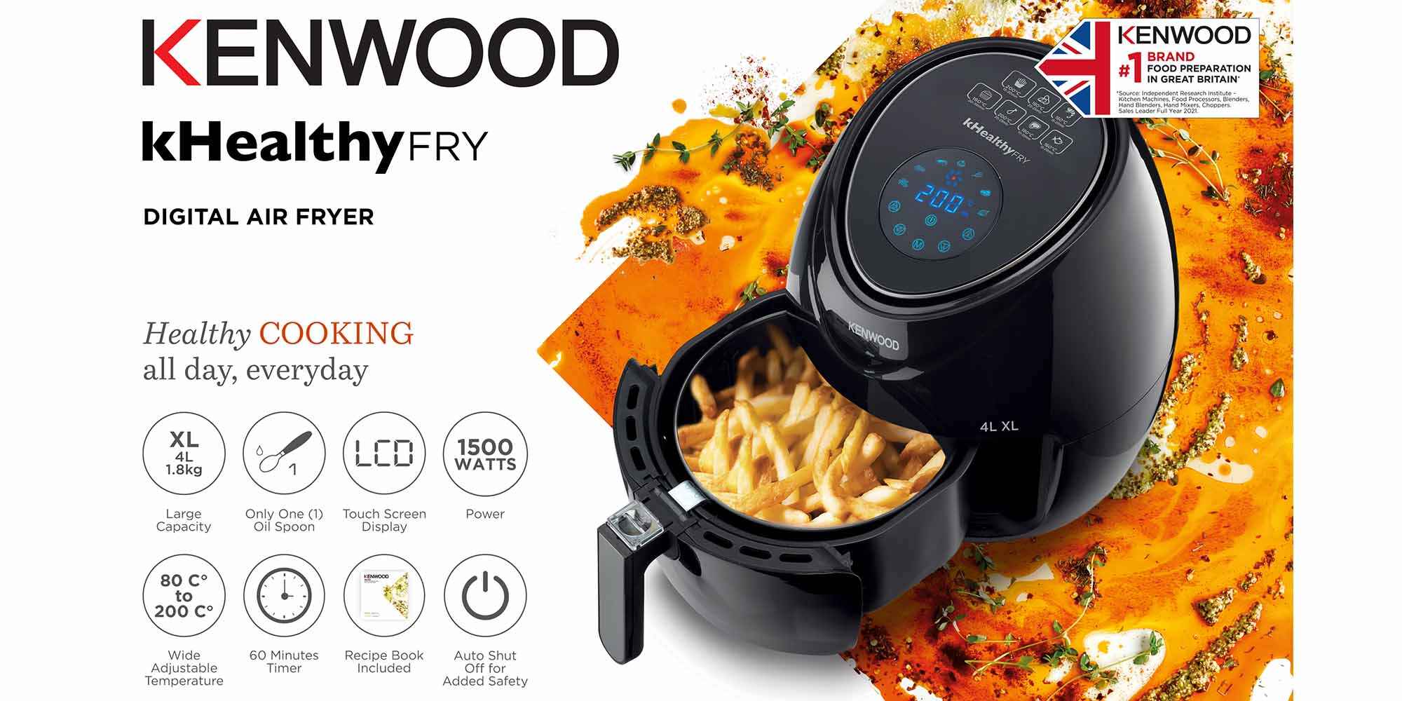 Digital 4.0 L Size- XL HealthyFRY Air Fryer with Rapid Hot Circulation for Frying, Grilling, Broiling, Roasting, Baking and Toasting 4 L 1500 W HFP31.000BK Black