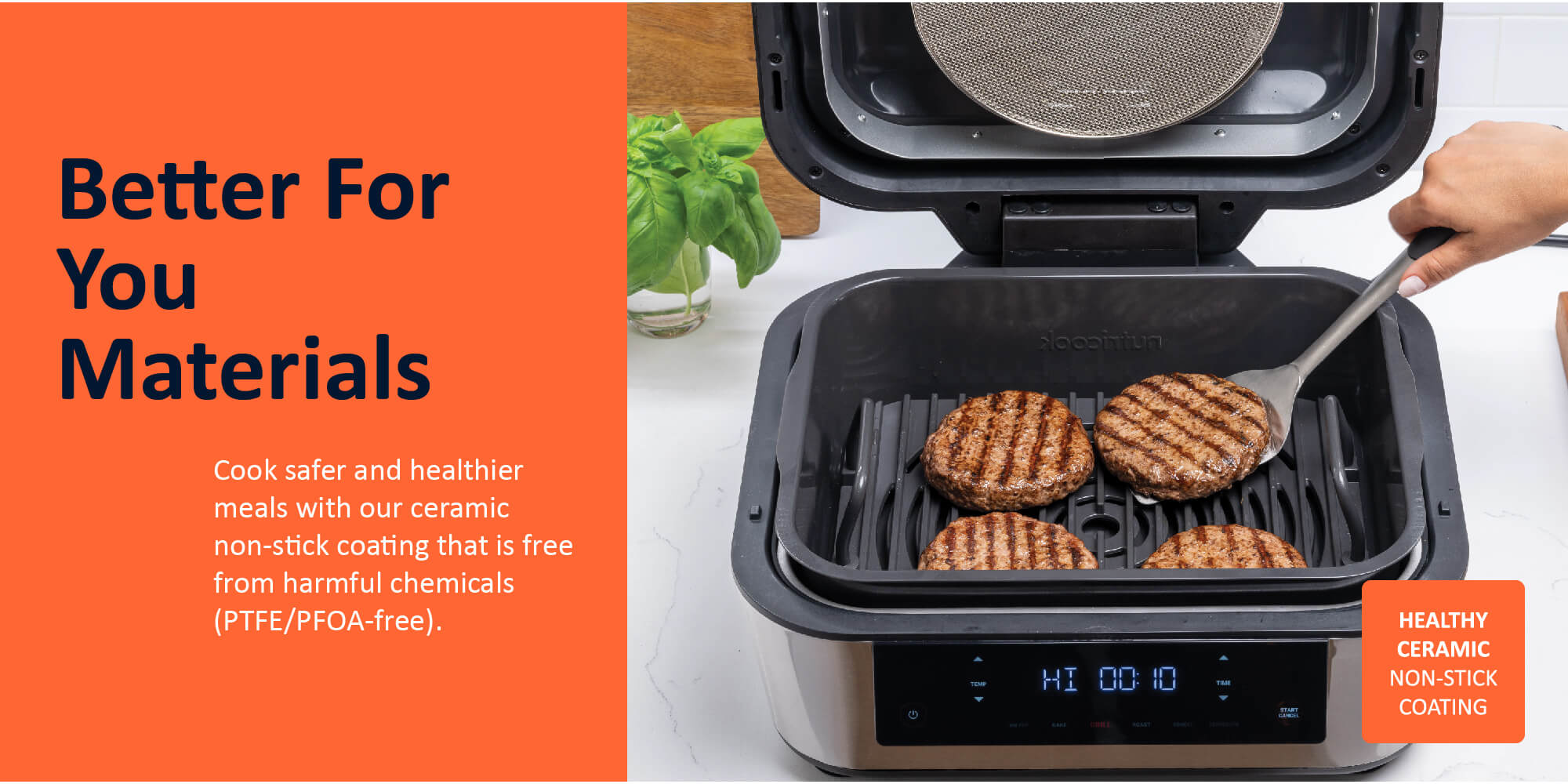 Smart Indoor Grill & Air Fryer XL by Caliber Brands, with Built-in Thermometer, Grill, Air Fry, Roast, Bake, Dehydrate & Reheat, 2 Year Warranty, Dual Capacity 8.5L And 6 L 1760 W AFG960 Black/ Silver