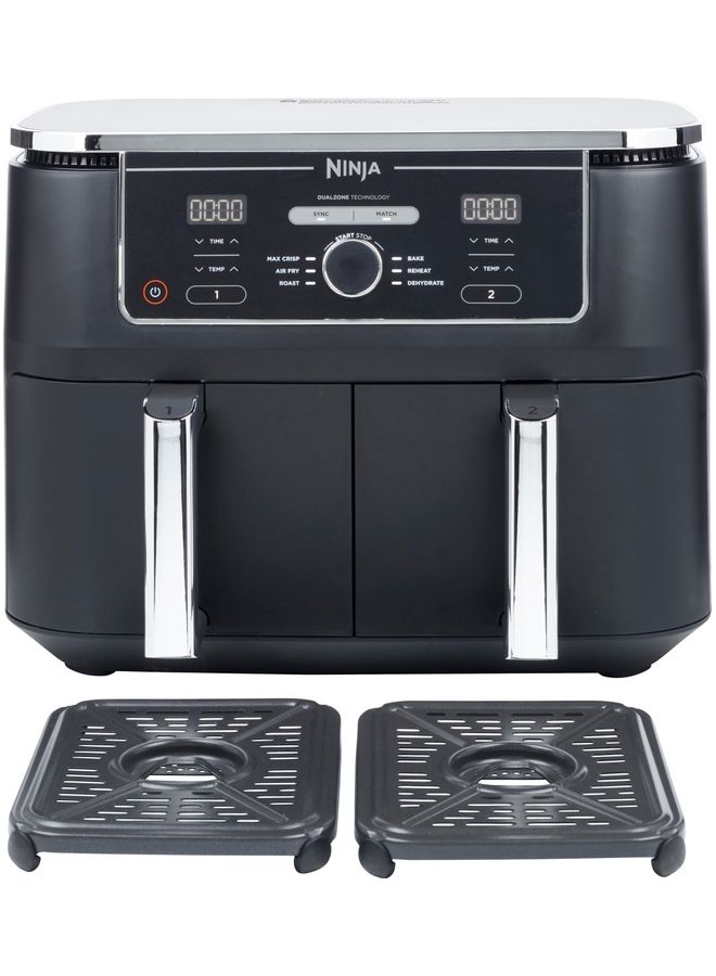 Foodi MAX Dual Zone Digital Air Fryer, 2 Drawers, 9.5L, 6-In-1, Uses No Oil, Air Fry, Max Crisp, Roast, Bake, Reheat, Dehydrate, Cook 8 Portions, Non-Stick Dishwasher Safe Baskets, B 9.5 L 2470 W AF400ME black