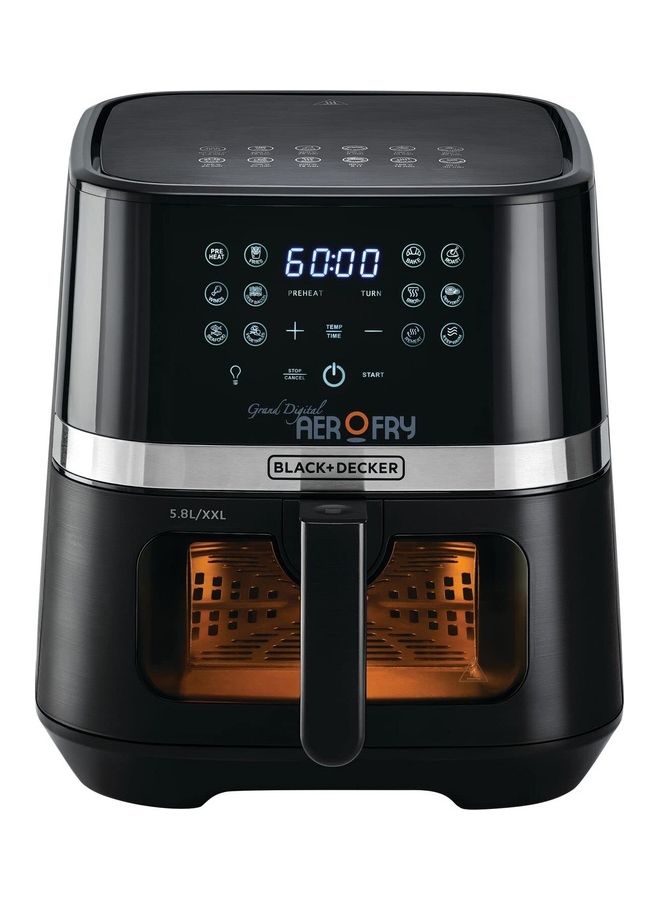 12-in-1 Digital Air Fryer, 8.5L/2Kg Capacity, Rapid Hot Air Circulation for Frying, Grilling, Baking and Broiling, Brushed Matte Finish, Viewing Window - 5.8 L 1800 W AF5800-B5 Black