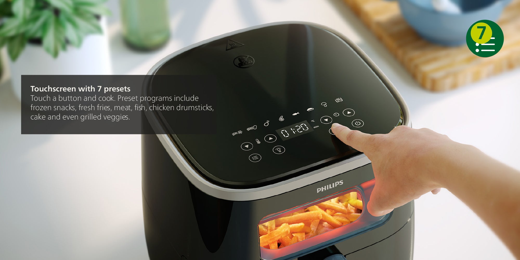 Airfryer XL - 50Hz, 1KGs, See-through Window, Rapid Air Technology, Connected with HomeID APP, 5.6 L 1700 W HD9257/80 Black