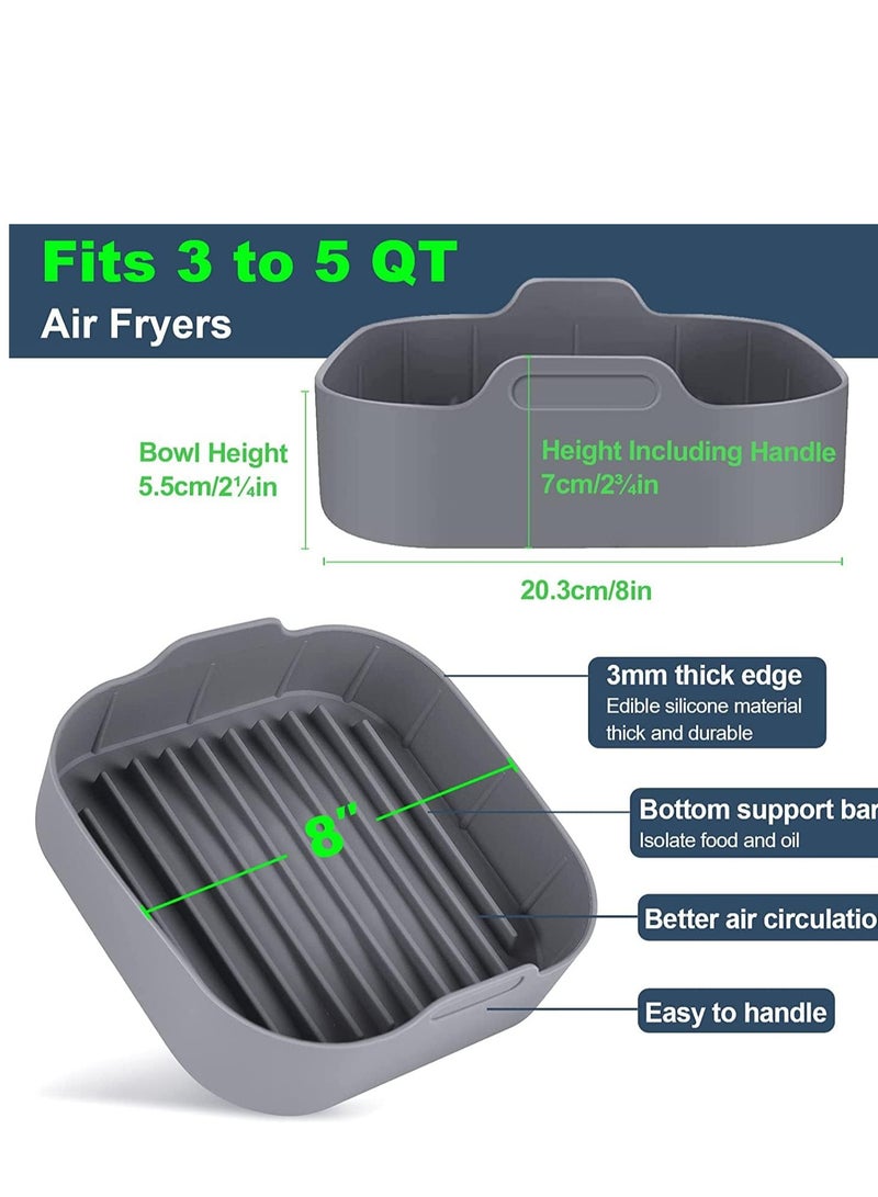 Air Fryer Silicone Pot Mini Gloves Airfryer Oven Insert Bowl, Replacement of Parchment Paper Liners, Food Safe Reusable Basket, Non-Stick 8-inch