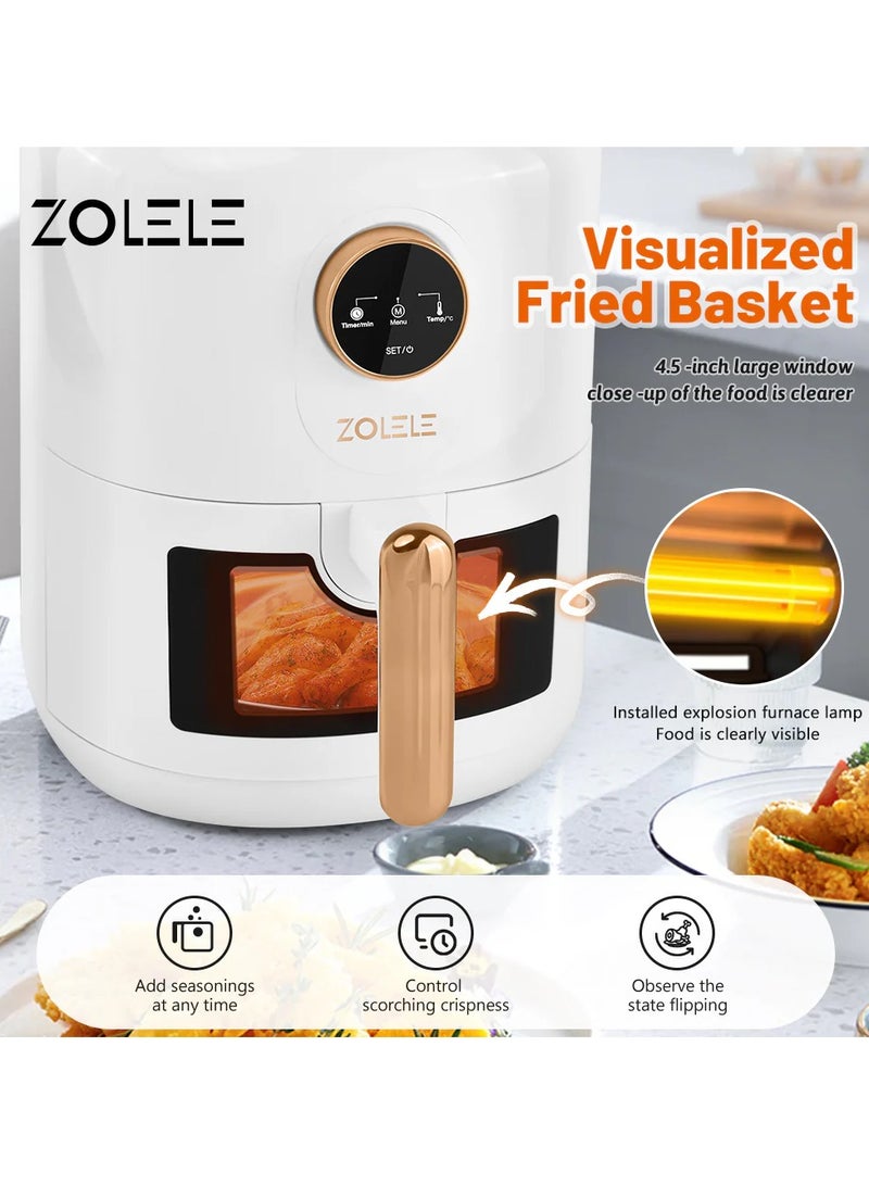 Electric Air Fryer 4.5L Capacity Non-Stick Coating Fried Basket Knob Control Temperature Pull Pan Automatic Power Off 1400W Power - Black