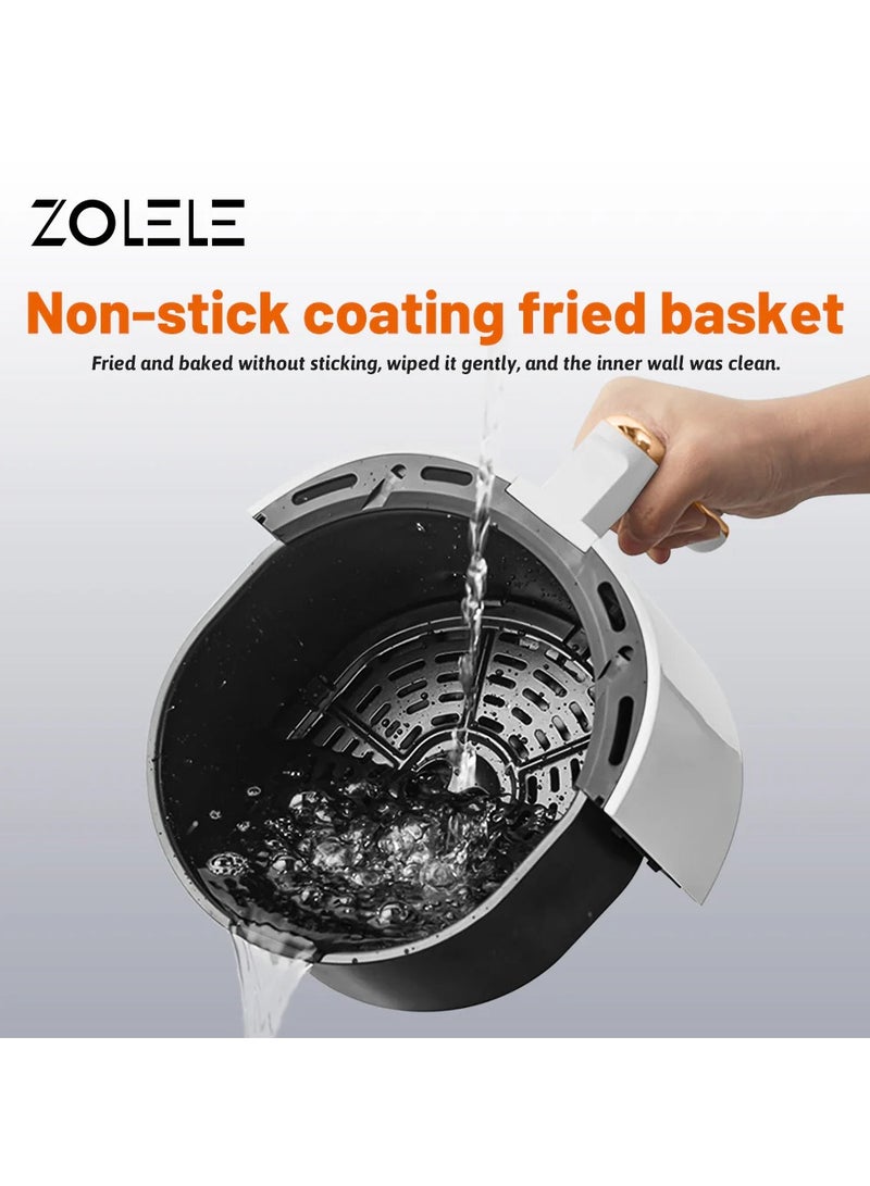 Electric Air Fryer 4.5L Capacity Non-Stick Coating Fried Basket Knob Control Temperature Pull Pan Automatic Power Off 1400W Power - Black