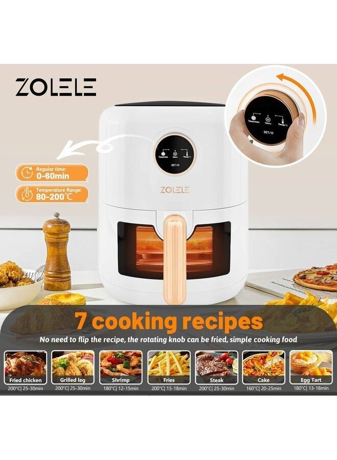 Smart Electric Non Stick Air Fryer, 4.5L Capacity, Transparent Oven, 6 Cooking Modes, Knob Control, 1400W Power, Low Oil Consumption, Fast and Even Heating, White