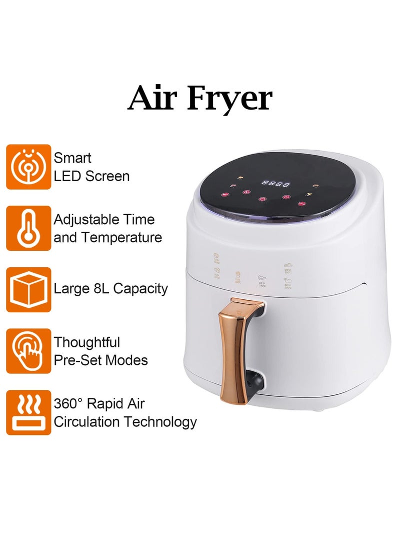 Air Fryer, with LED Touch Screen, Digital Air Fryer with Vortex, 8L Large Oil Free Low Fat Air Fryers, Hot Air Circulation Air Fryer Oven,4 Presets,Nonstick Basket,1400W