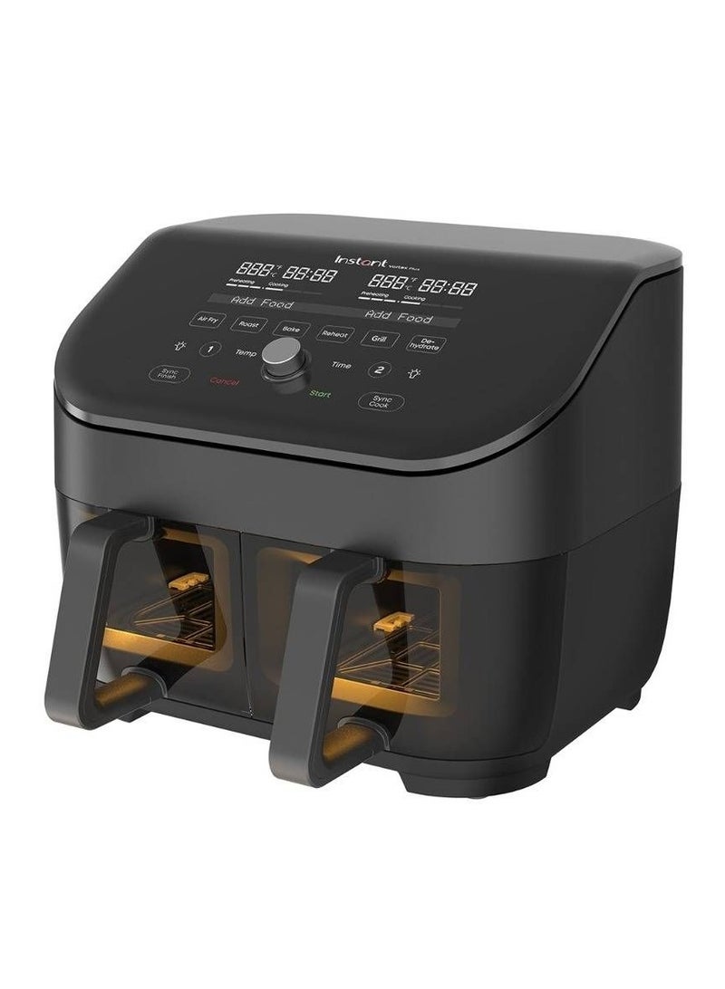 Instant Air Fryer Vortex Plus Double Basket with ClearCook - 7.6 Litre Digital Convection Oven, Black, 8-in-1 Smart Programs - Frying, Baking, Roasting, Grilling, Dehydration, Heating, XL  -1700W