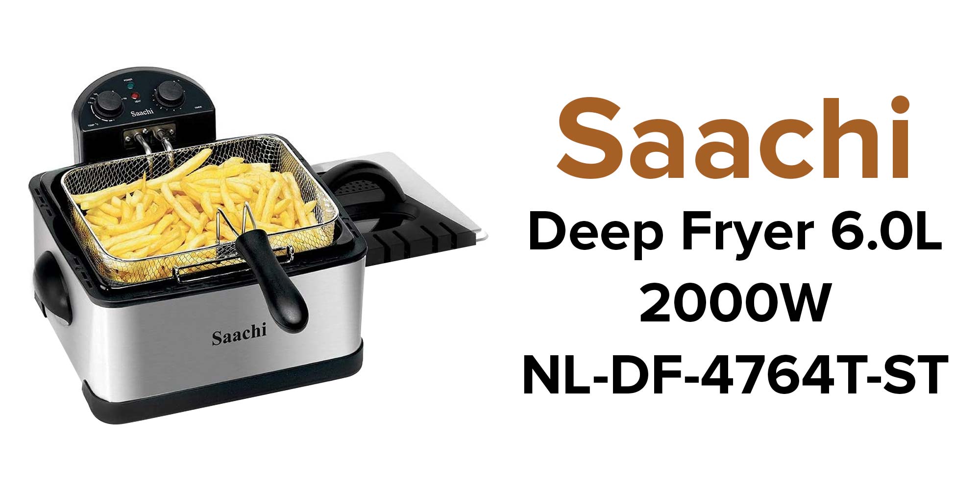 Deep Fryer with Stainless Steel Body, Removable Inner Pan, Adjustable Timer and Temperature Control 6 L 2000 W NL-DF-4764T-ST Steel