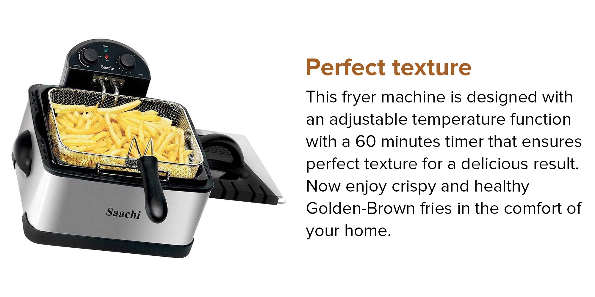Deep Fryer with Stainless Steel Body, Removable Inner Pan, Adjustable Timer and Temperature Control 6 L 2000 W NL-DF-4764T-ST Steel