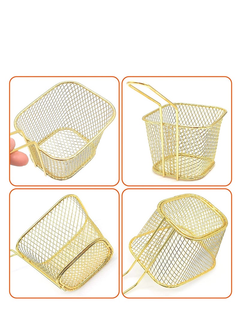 Mini French Fry Baskets Stainless Steel Square Fryer Basket French Fries Basket Kitchen Frying Basket for Chips Onion Rings Chicken Nugget Popcorn 2Pcs