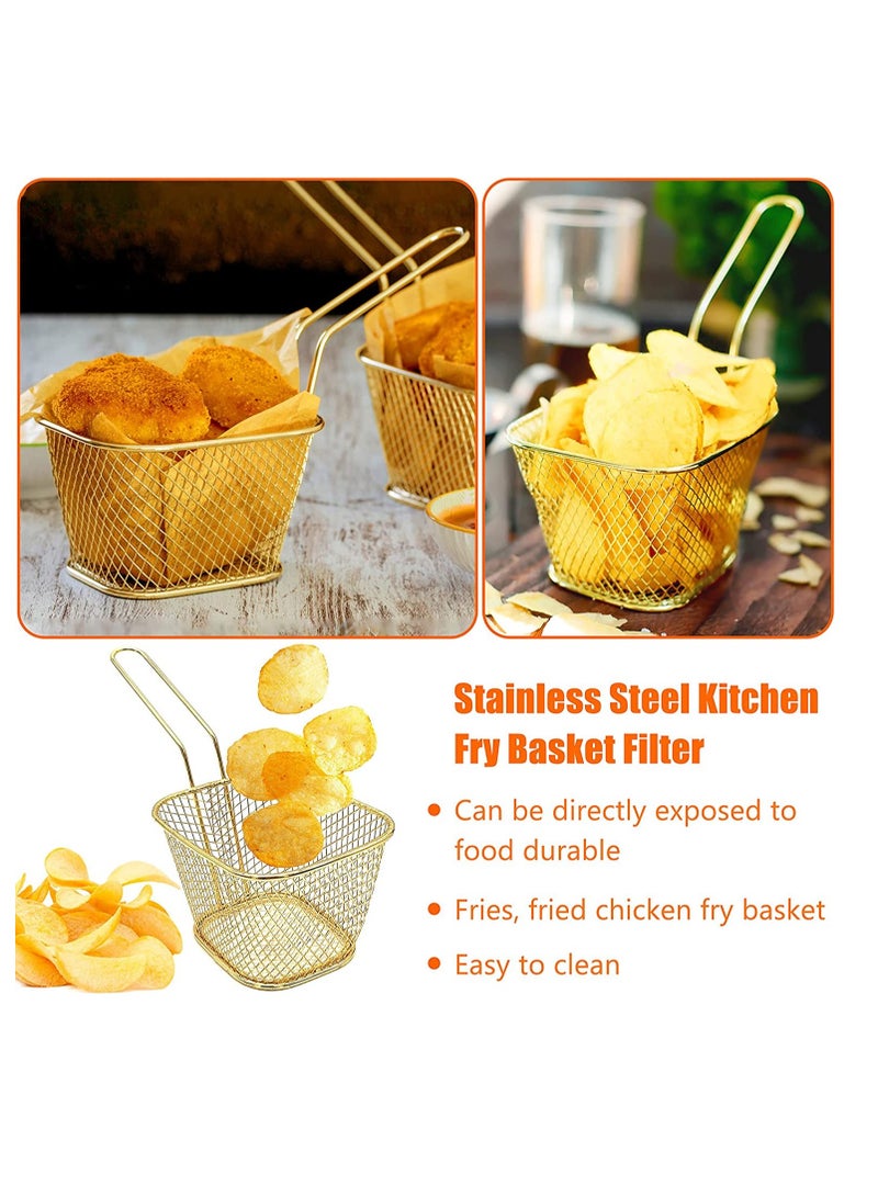 Mini French Fry Baskets Stainless Steel Square Fryer Basket French Fries Basket Kitchen Frying Basket for Chips Onion Rings Chicken Nugget Popcorn 2Pcs