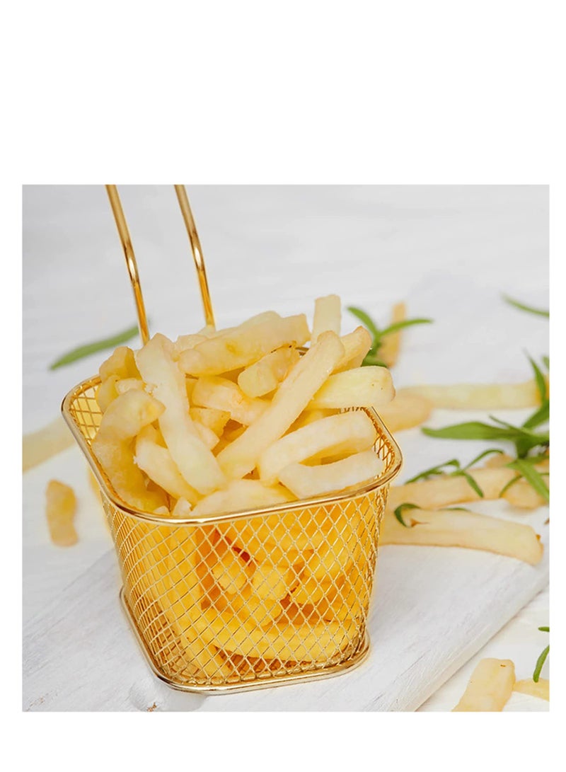 Mini French Fry Baskets Stainless Steel Square Fryer Basket French Fries Basket Kitchen Frying Basket for Chips Onion Rings Chicken Nugget Popcorn 2Pcs