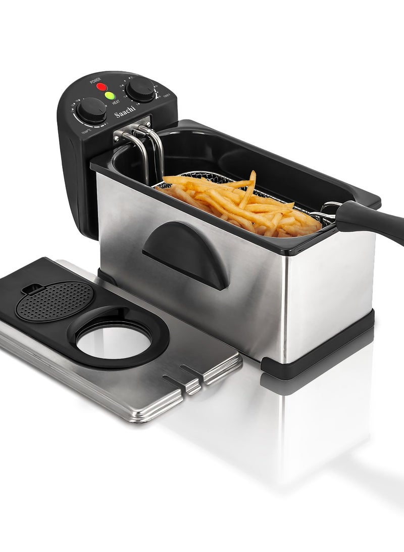 Deep Fryer With Adjustable Thermostat And Thermal Cut-Out Reset Button 3 L 2000 W NL-DF-4702T Silver