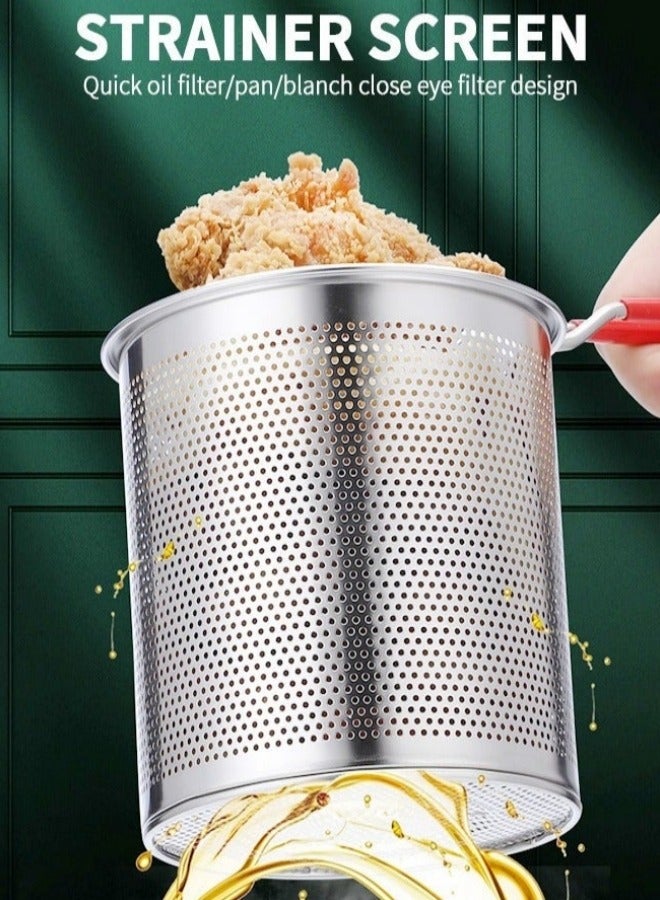 4-Piece Japanese Style Stainless Steel Deep Fryer Pot with Oil Filter Mesh for Gas Stove