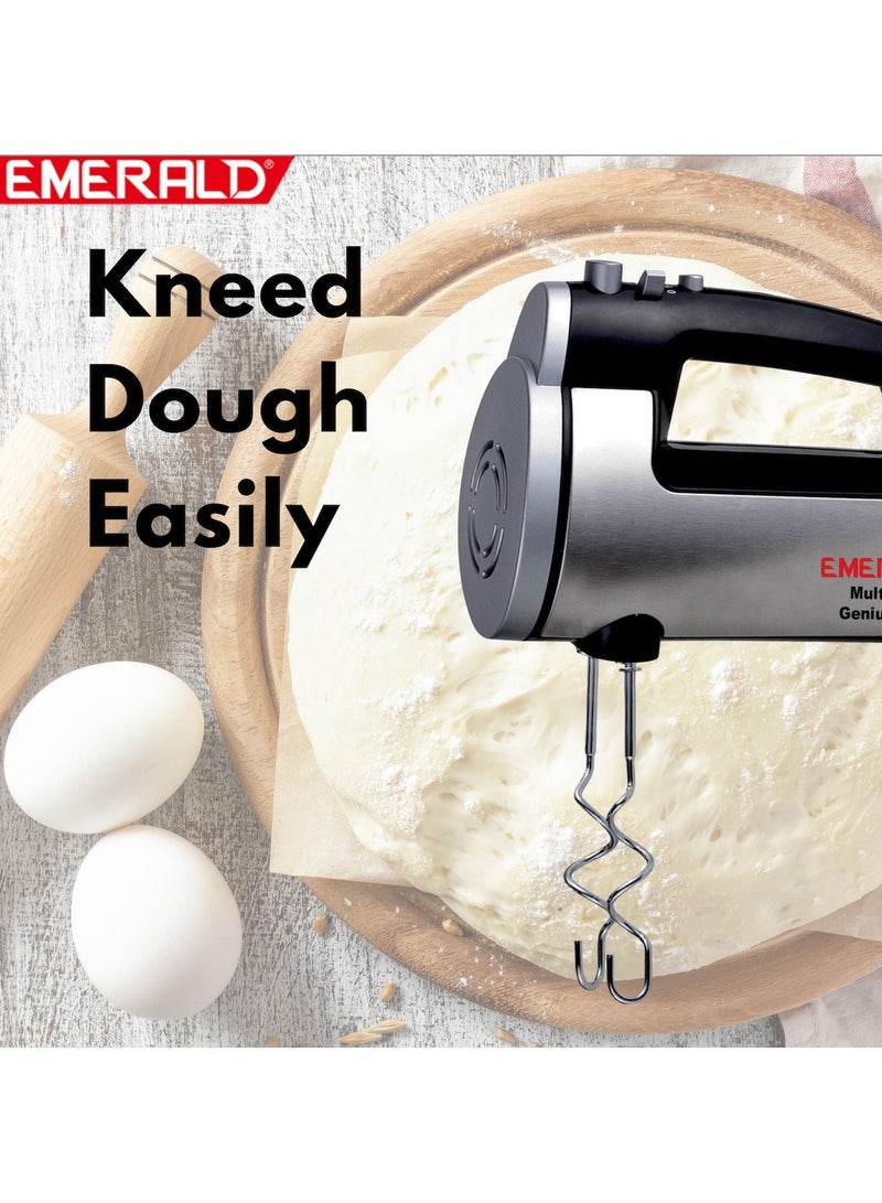 EMERALD Hand Mixer 300Watts, 6 Speed, Pulse Button, Beater & Dough Hooks Included. EK 790 MG