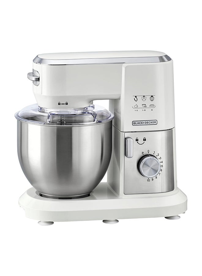 Stand Mixer Kitchen Machine, 1000W, 6L Stainless Steel Bowl, 10 Speeds + Pulse, Planetary Action, with Dough Hook, Beater, Whisk Attachments, Tilt-Head Design 6 L 1000 W MKM100-B5 White