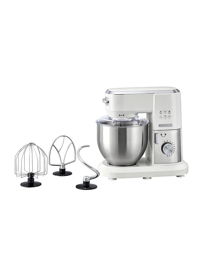 Stand Mixer Kitchen Machine, 1000W, 6L Stainless Steel Bowl, 10 Speeds + Pulse, Planetary Action, with Dough Hook, Beater, Whisk Attachments, Tilt-Head Design 6 L 1000 W MKM100-B5 White