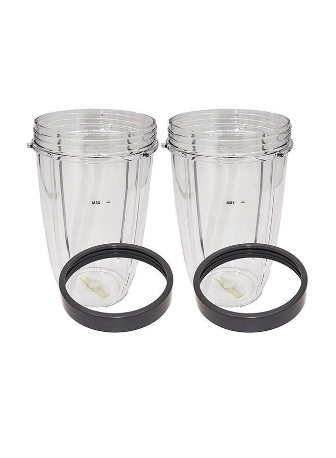 2 Piece Tall Cup And Lip Ring For Nutribullet Clear/Grey