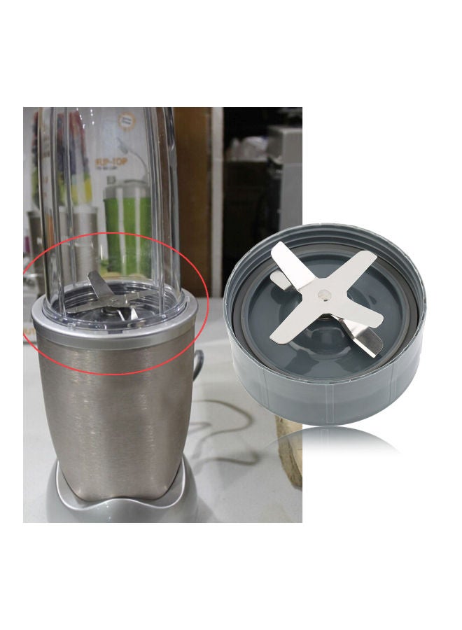 Portable Cross Knife Blender Blade Silver/Grey 11x11x5centimeter