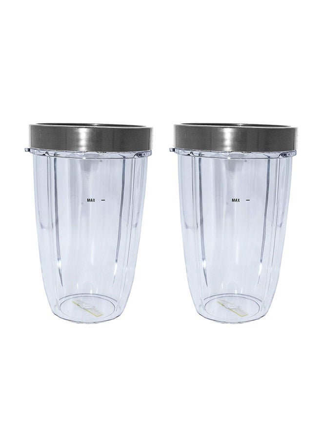 2 Piece Tall Cup And Lip Ring For Nutribullet Clear/Grey