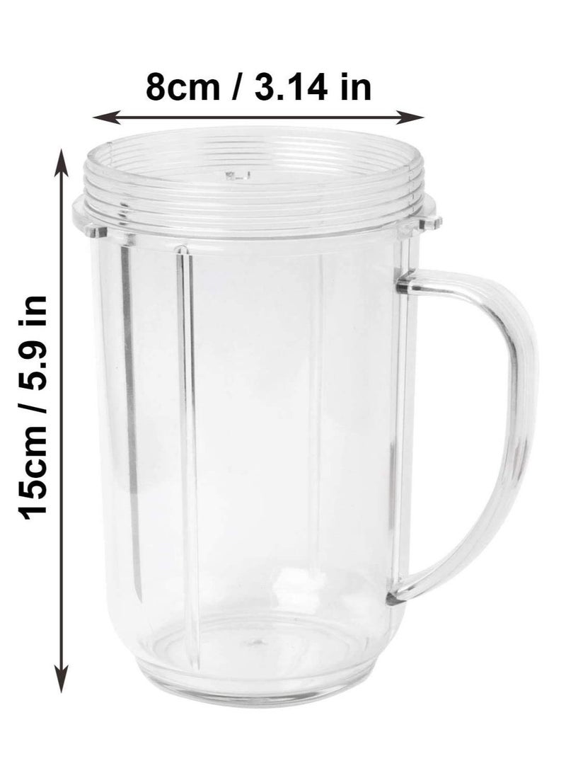 16oz Bullet Cups Compatible with Magic Bullet Blender 250W MB-1001, Includes Colored Lip Rings, Pack of 4