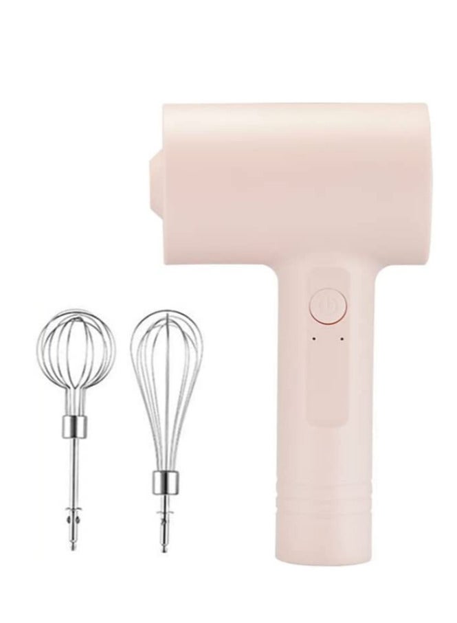 portable electric egg beater cordless handheld mixer 3speed adjustable lightweight usb rechargeable hand Mixer stainless steel egg whisk with double egg sticks for kitchen baking and ooking pink