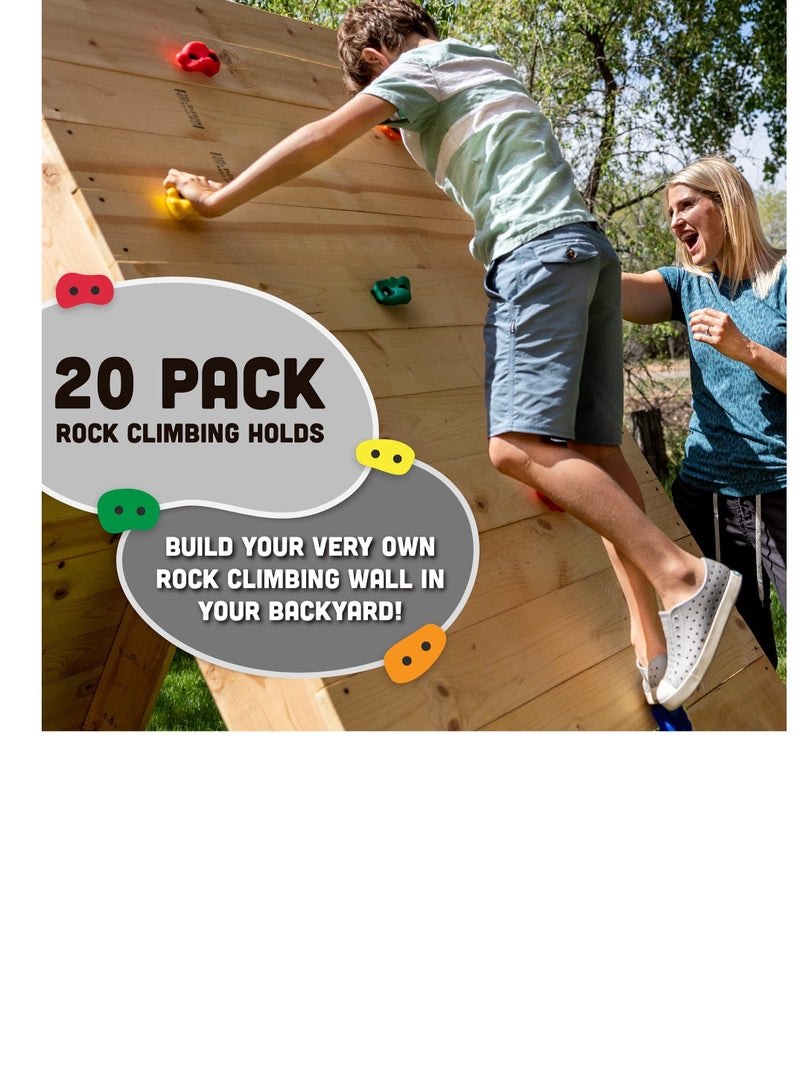 20 Pack Kids Rock Climbing Holds, Includes Mounting Hardware for 1