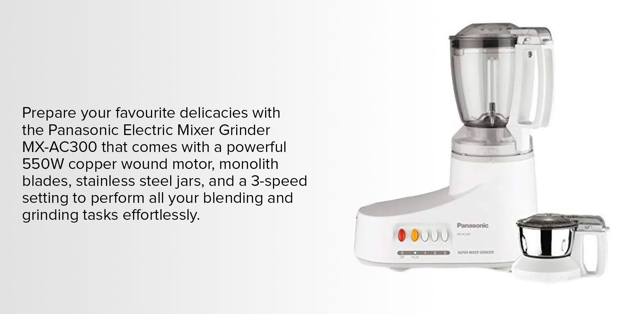 Electric Mixer Grinder 360.0 W MXAC300 White/Silver/Black