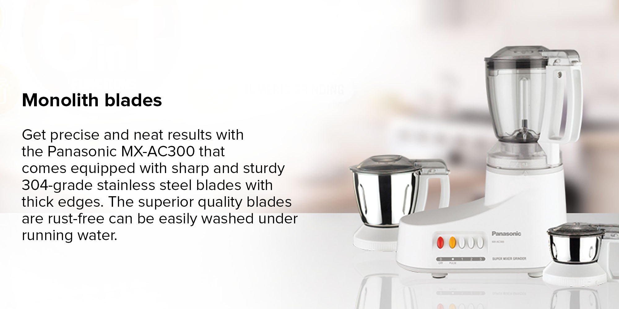 Electric Mixer Grinder 360.0 W MXAC300 White/Silver/Black