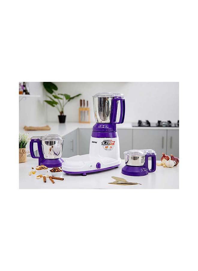 Multifunctional Mixer Grinder Stainless Steel Jars with Lockable Lid Perfect for Dry and Wet Fine Grinding  3 Speed powerful motor 1.5 L 750 W GSB44067 White/Purple/Silver