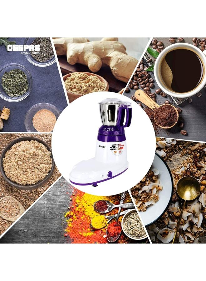 Multifunctional Mixer Grinder Stainless Steel Jars with Lockable Lid Perfect for Dry and Wet Fine Grinding  3 Speed powerful motor 1.5 L 750 W GSB44067 White/Purple/Silver