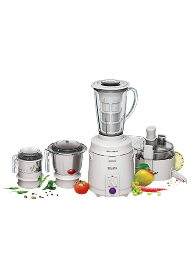 Sujata Multimix, Mixer Grinder with Juicer & Coconut Milk Extractor Attachment, 900 Watts, 3 Jars, (White)