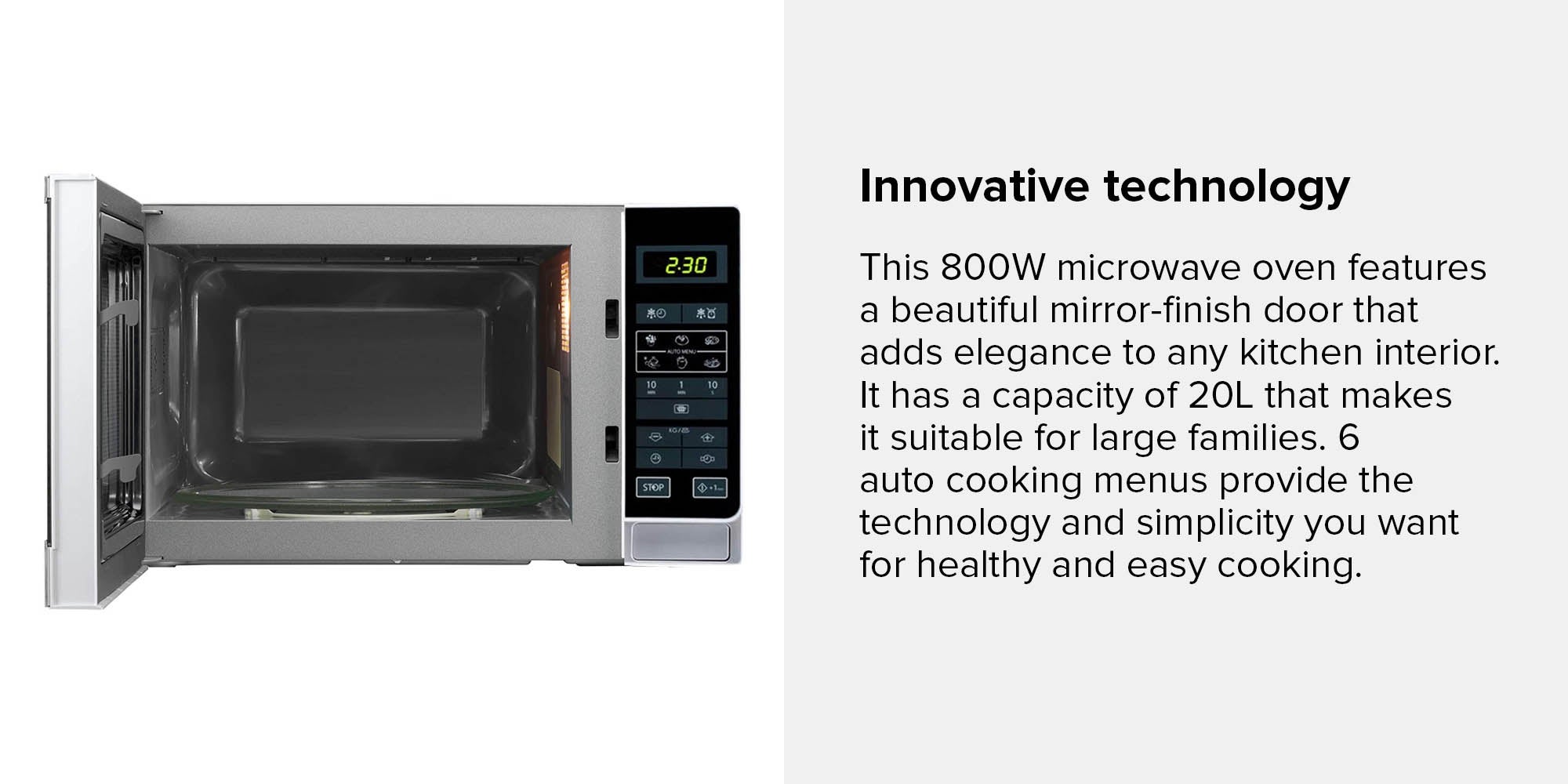 Electric Microwave Oven 20 L 800 W R20MT(S) Black/Silver