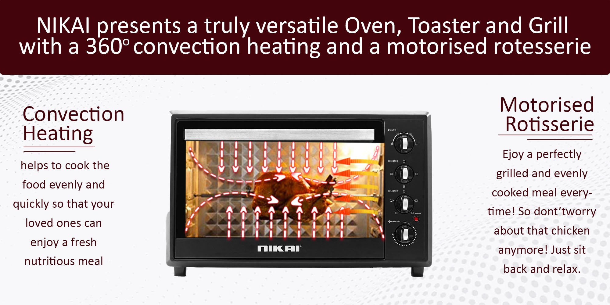 Counter Top Electric Oven 120 L 2700 W NT1201RCAX2 Black