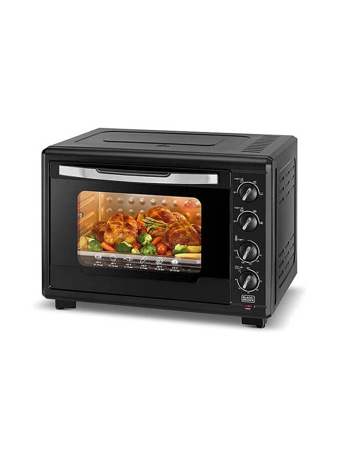 Toaster Oven with Double Grill,  90-230° Temp Control, Double Glass Door, Stainless Steel Interior, Multiple Accessories for Baking & Broiling, 55 L 2000 W TRO55RDG-B5 Black