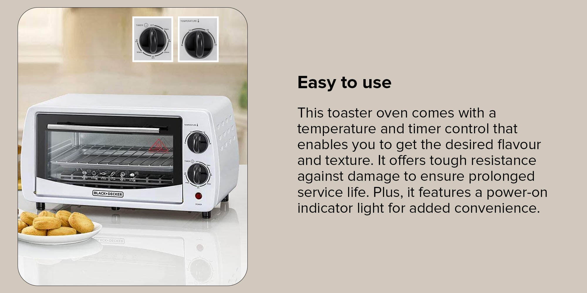 Electric Oven Multifunction With Double Glass For Toasting/Baking/Broiling 9 L 800 W TRO9DG-B5 White