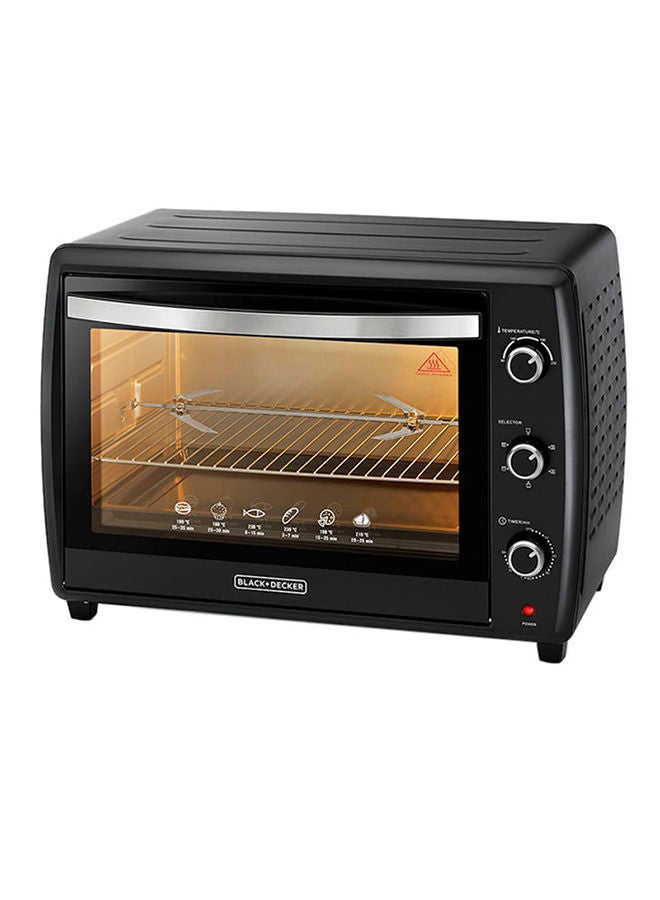 Toaster Oven, Adjustable 90-230°C Thermostat, Double Grill with Convection, Glass Door for Safety, Rotisserie Function, Anti-Rust Stainless Steel Interior, 70 L 2200 W TRO70RDG-B5 Black