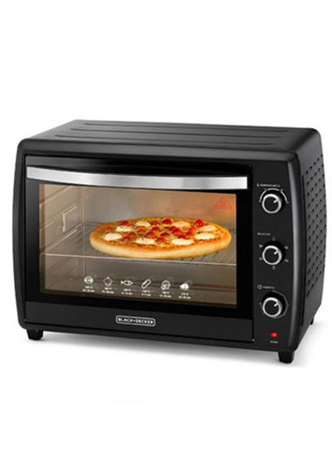 Toaster Oven, Adjustable 90-230°C Thermostat, Double Grill with Convection, Glass Door for Safety, Rotisserie Function, Anti-Rust Stainless Steel Interior, 70 L 2200 W TRO70RDG-B5 Black