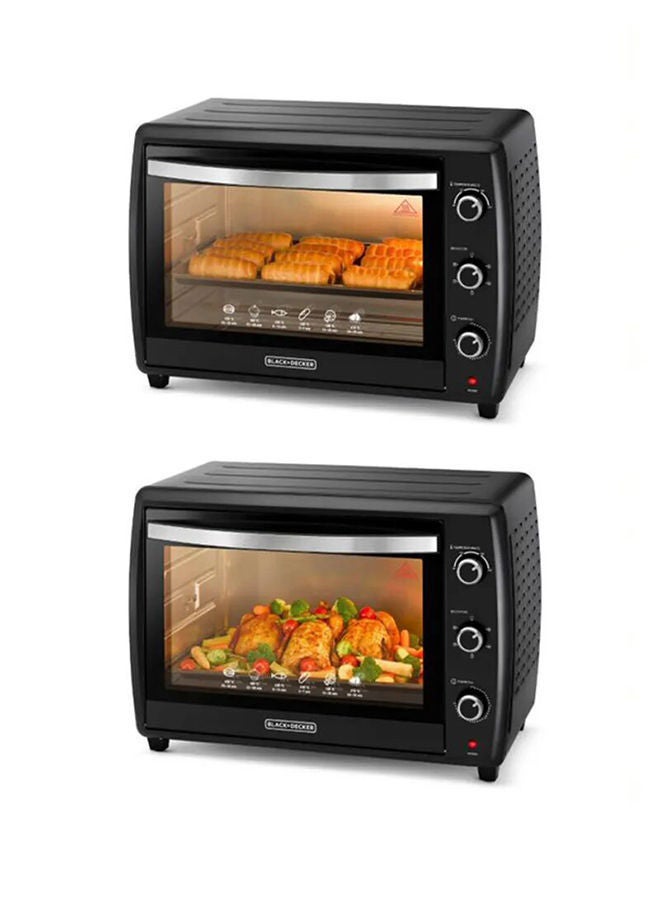 Toaster Oven, Adjustable 90-230°C Thermostat, Double Grill with Convection, Glass Door for Safety, Rotisserie Function, Anti-Rust Stainless Steel Interior, 70 L 2200 W TRO70RDG-B5 Black